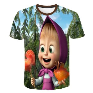 Koszulka T-Shirt 3D MASZA i NIEDZWIEDZ Dla Dzieci ROZMIAR 100-160