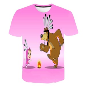 Koszulka T-Shirt 3D MASZA i NIEDZWIEDZ Dla Dzieci ROZMIAR 100-160