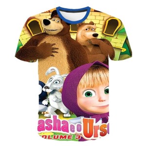 Koszulka T-Shirt 3D MASHA i NIEDZWIEDZ Dla Dzieci ROZMIAR 100-160