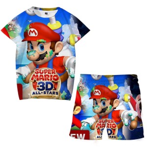 zestaw KOMPLET Koszulka Szorty SUPER MARIO ubranka Dla Dzieci 100-160