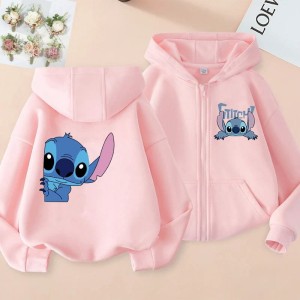 Rozpinana Różowa Bluza z kapturem dziecięca DISNEY dla dzieci STITCH