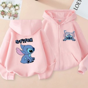 Rozpinana Różowa Bluza z kapturem dziecięca DISNEY dla dzieci STITCH