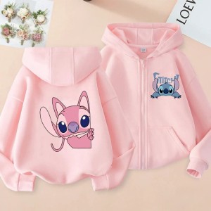 Rozpinana Różowa Bluza z kapturem dziecięca DISNEY dla dzieci STITCH