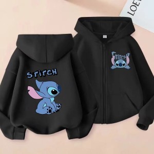 Rozpinana Czarna Bluza z kapturem dziecięca DISNEY dla dzieci STITCH