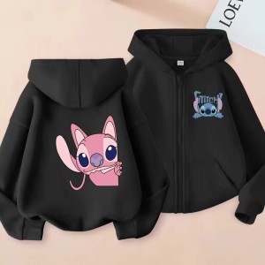 Rozpinana Czarna Bluza z kapturem dziecięca DISNEY dla dzieci STITCH