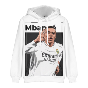 Bluza 3D dla dzieci Real Madryt Mbappé Rozmiar 100-160 chłopięca sportowa