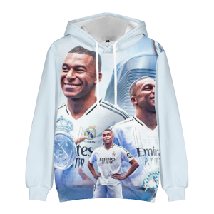 Bluza 3D dla dzieci Real Madryt Mbappé Rozmiar 100-160 chłopięca sportowa