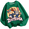 Bluza dziecięca DISNEY bez kaptura ZOOTOPIA dla dzieci ZWIERZOGRÓD – zielona z nadrukiem bohaterów