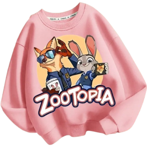 Bluza 3D dziecięca bez kaptura DISNEY dla dzieci ZOOTOPIA ubranie ZWIERZOGRÓD – różowy z nadrukiem bohaterów