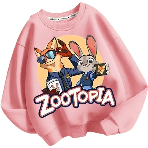 Bluza dziecięca DISNEY bez kaptura ZOOTOPIA dla dzieci ZWIERZOGRÓD – różowy z nadrukiem bohaterów