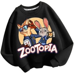 Bluza 3D dziecięca bez kaptura DISNEY dla dzieci ZOOTOPIA ubranie ZWIERZOGRÓD – różowy z nadrukiem bohaterów – czarna z nadrukiem bohaterów
