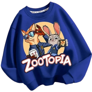 Bluza 3D dziecięca bez kaptura DISNEY dla dzieci ZOOTOPIA ubranie ZWIERZOGRÓD – granatowy z nadrukiem bohaterów