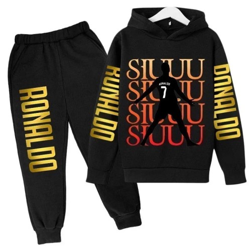 Komplet dresowy dla dzieci CR7 z nadrukiem Cristiano Ronaldo "SIUUU" – bluza 3D + spodnie