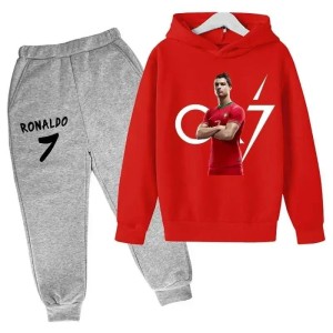 Dres Sportowy Czerwono-Szary dziecięcy 3D Cristiano Ronaldo komplet ubranie dla dzieci CR7