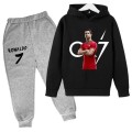 Dres Sportowy Czarno-Szary dziecięcy 3D Cristiano Ronaldo komplet ubranie dla dzieci CR7