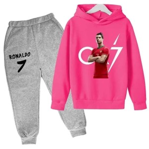 Dres Sportowy Różowo-Szary dziecięcy 3D Cristiano Ronaldo komplet ubranie dla dzieci CR7