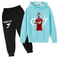 Dres Sportowy Turkusowo-Czarny dziecięcy 3D Cristiano Ronaldo komplet ubranie dla dzieci CR7