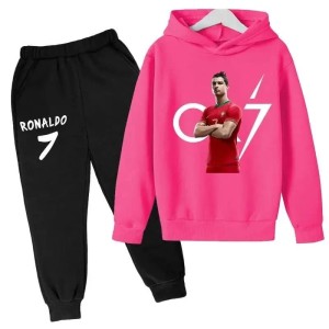 Dres Sportowy Różowo-Czarny dziecięcy 3D Cristiano Ronaldo komplet ubranie dla dzieci CR7