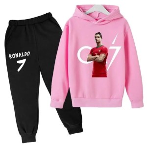 Dres Sportowy Różowo-Czarny dziecięcy 3D Cristiano Ronaldo komplet ubranie dla dzieci CR7
