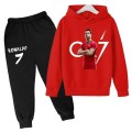 Dres Sportowy Czerwono-Czarny dziecięcy 3D Cristiano Ronaldo komplet ubranie dla dzieci CR7