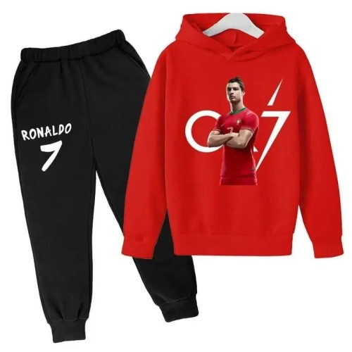 Dres Sportowy Czerwono-Czarny dziecięcy 3D Cristiano Ronaldo komplet ubranie dla dzieci CR7