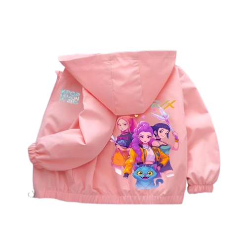Kurtka wiosenna z kapturem UNISEX dla dzieci Kpop Demon Hunters wodoodporna roz. 90-160 cm