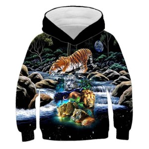 BLUZA 3D dla dzieci Zwierzęta tygrys ROZMIAR 100-160