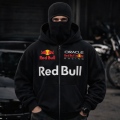 Czarna Bluza Męska Rozpinana Oracle Red Bull Racing typu Full-Zip z wbudowaną kominiarką