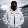 Szara Bluza Męska Rozpinana Oracle Red Bull Racing typu Full-Zip z wbudowaną kominiarką