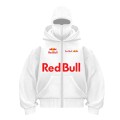 Biała Bluza Męska Rozpinana Oracle Red Bull Racing typu Full-Zip z wbudowaną kominiarką