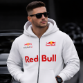 Biała Bluza Męska Rozpinana Oracle Red Bull Racing typu Full-Zip z wbudowaną kominiarką