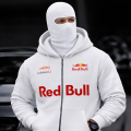 Biała Bluza Męska Rozpinana Oracle Red Bull Racing typu Full-Zip z wbudowaną kominiarką