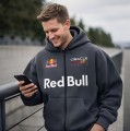 Grafitowa Bluza Męska Rozpinana Oracle Red Bull Racing typu Full-Zip z wbudowaną kominiarką