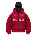 Czerwona Bluza Męska Rozpinana Oracle Red Bull Racing typu Full-Zip z wbudowaną kominiarką
