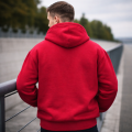 Czerwona Bluza Męska Rozpinana Oracle Red Bull Racing typu Full-Zip z wbudowaną kominiarką