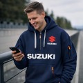 Męska Bluza z Kapturem SUZUKI oddychająca z kieszeniami dla fana motoryzacji roz. S-3XL