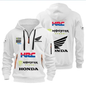Bluza z kapturem UNISEX dużo kieszeni Honda HRC Monster Energy dla fanów motocykli
