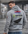 Bluza z kapturem UNISEX dużo kieszeni Honda HRC Monster Energy dla fanów motocykli