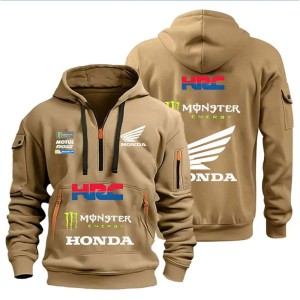 Bluza z kapturem UNISEX dużo kieszeni Honda HRC Monster Energy dla fanów motocykli