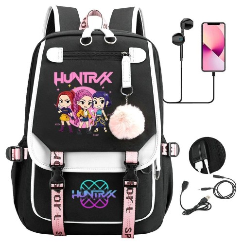 Plecak Szkolny HUNTRIX dla dzieci K-Pop Demon Hunter z portem USB
