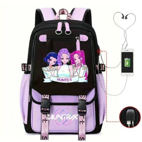 Plecak Szkolny HUNTRIX dla dzieci K-Pop Demon Hunter z portem USB