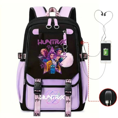 Plecak Szkolny HUNTRIX dla dzieci K-Pop Demon Hunter z portem USB