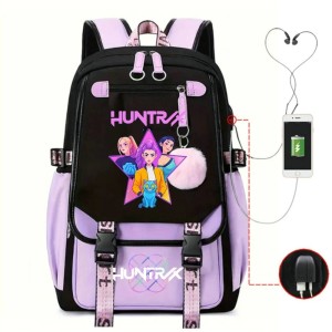 Plecak Szkolny HUNTRIX dla dzieci K-Pop Demon Hunter z portem USB