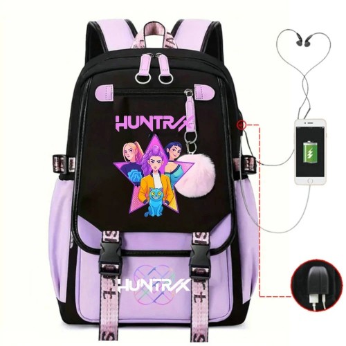 Plecak Szkolny HUNTRIX dla dzieci K-Pop Demon Hunter z portem USB