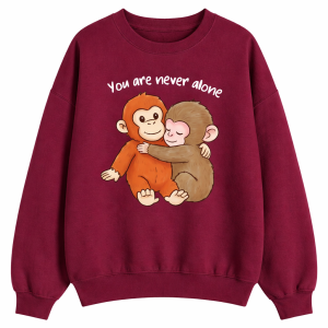 Bluza damska 3D Bordowa z nadrukiem Małpki PUNCH i maskotki  z napisem roz.S-3XL