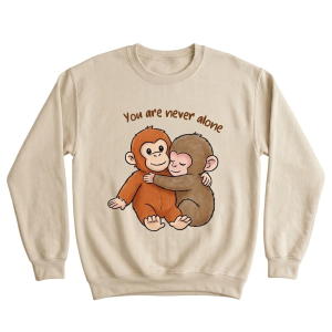 Bluza damska 3D Beżowa z nadrukiem Małpki PUNCH i maskotki  z napisem roz.S-3XL