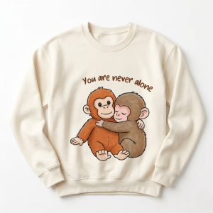 Bluza damska 3D Mleczna z nadrukiem Małpki PUNCH i maskotki  z napisem roz.S-3XL