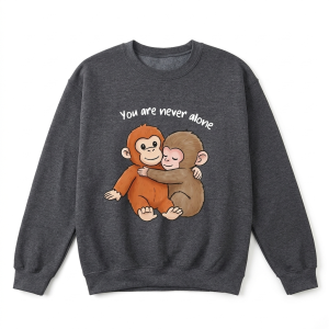 Bluza damska 3D Szara z nadrukiem Małpki PUNCH i maskotki  z napisem roz.S-3XL