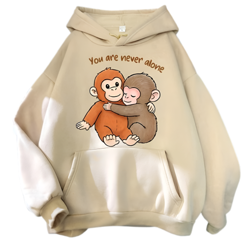 Bluza 3D damska z kapturem OVERSIZE nadrukiem Małpki PUNCH i przyjaciel z napisem roz.XS-3XL