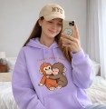 Bluza 3D damska z kapturem OVERSIZE nadrukiem Małpki PUNCH i przyjaciel z napisem roz.XS-3XL